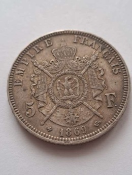 Francja 5 Franków Napoleon III 1869 r