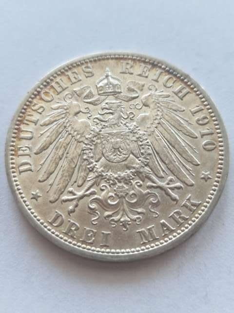 Niemcy 3 Marki Prusy 1910 r