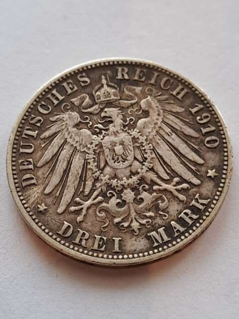 Niemcy 3 Marki Wirtembergia 1910 r