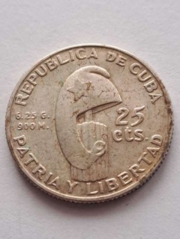 Kuba 25 Centavos Jose Marti 1953 r