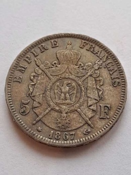 Francja 5 Franków Napoleon III 1867 r