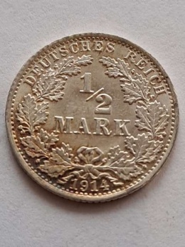 Niemcy 1/2 Marki Wilhelm II 1914 r A