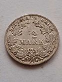 Niemcy 1/2 Marki Wilhelm II 1916 r A
