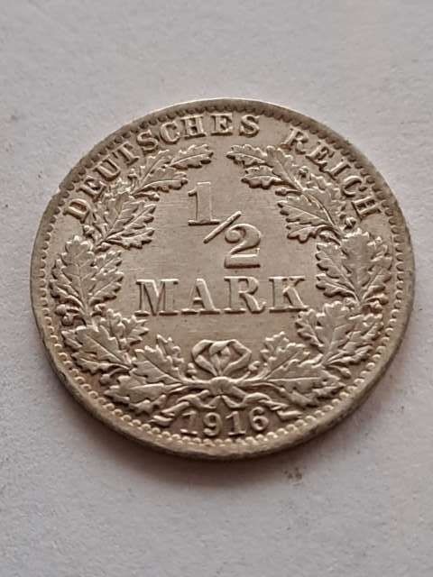 Niemcy 1/2 Marki Wilhelm II 1916 r A