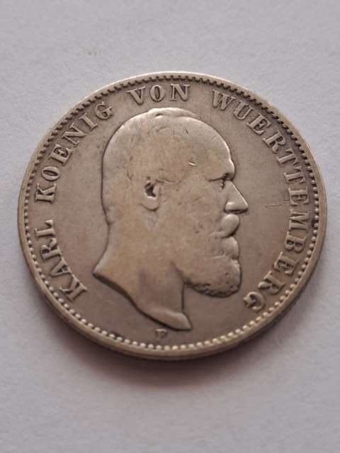 Niemcy 2 Marki Wirtembergia 1876 r