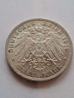 Niemcy 3 Marki Prusy 1910 r
