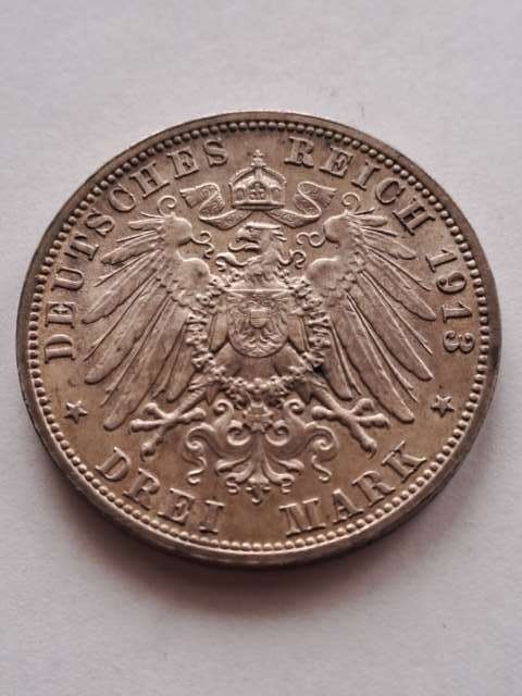Niemcy 3 Marki Saksonia 1913 r