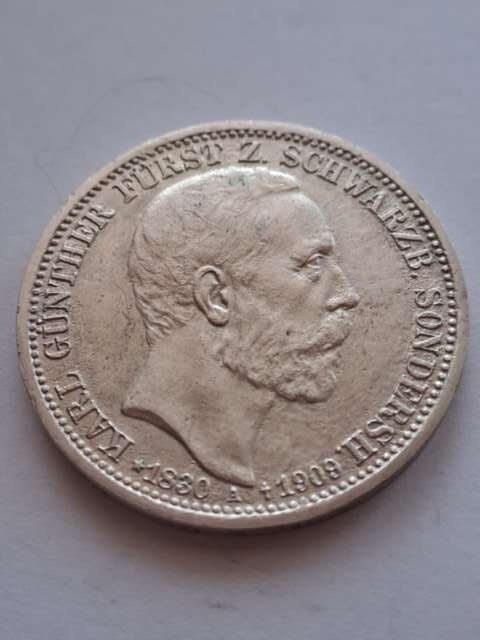 Niemcy 3 Marki Schwarzburg Sondershausen 1909 r