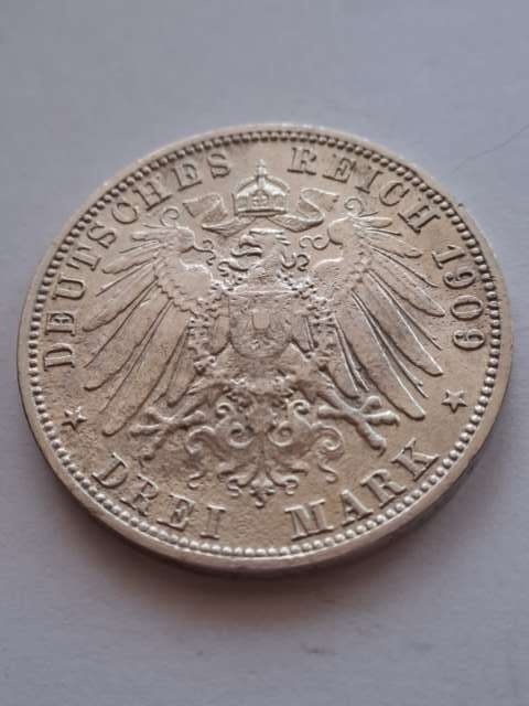 Niemcy 3 Marki Schwarzburg Sondershausen 1909 r