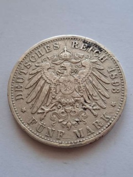 Niemcy 5 Marek Badenia 1893 r