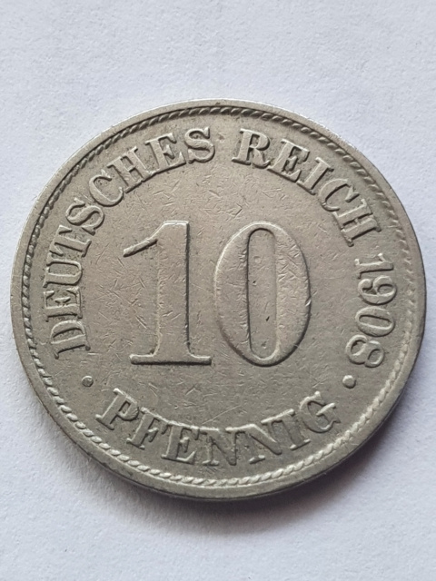Niemcy 10 Pfennig 1908 r A Niemcy 10 Pfennig 1908 r A