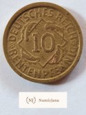 Niemcy 10 Pfennig 1924 r Litera G Niemcy 10 Pfennig 1924 r Litera G