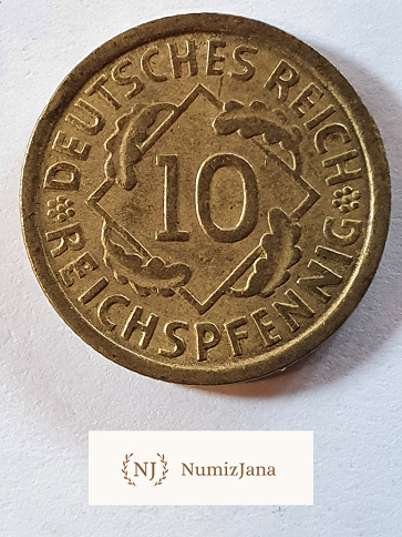 Niemcy 10 Pfennig 1935 r Litera A Niemcy 10 Pfennig 1935 r Litera A