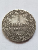 Niemcy 1/2 Guldena Wurttemberg 1848 r Niemcy 1/2 Guldena Wurttemberg 1848 r