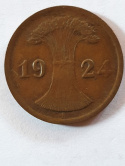 Niemcy 2 Pfennigi 1924 r Litera A Niemcy 2 Pfennigi 1924 r Litera A
