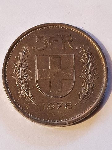Szwajcaria 5 Franków 1976 r Szwajcaria 5 Franków 1976 r