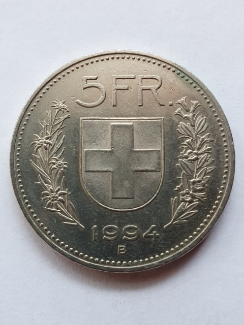 Szwajcaria 5 Franków 1994 r Szwajcaria 5 Franków 1994 r