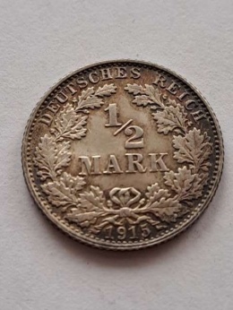 Niemcy 1/2 Marki Wilhelm II 1915 r E