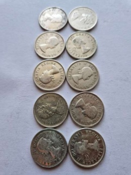 Kanada 25 centów 10 szt różne lata