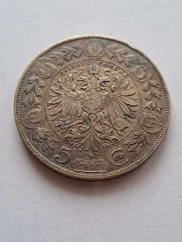 Austria 5 Koron Franciszek Józef I 1907 r