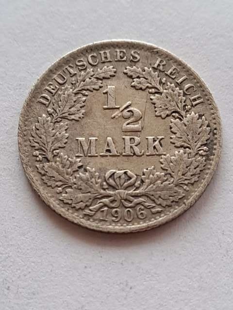 Niemcy 1/2 Marki Wilhelm II 1906 r A