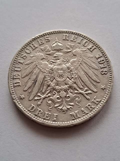 Niemcy 3 Marki Wirtembergia 1913 r