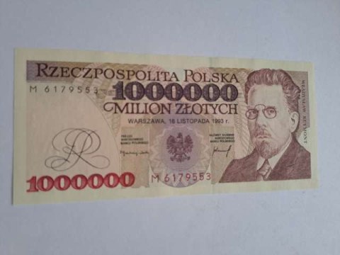 Banknot 1000000 zł W. Reymont 1993 r