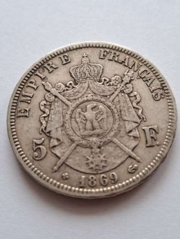Francja 5 Franków Napoleon III 1869 r