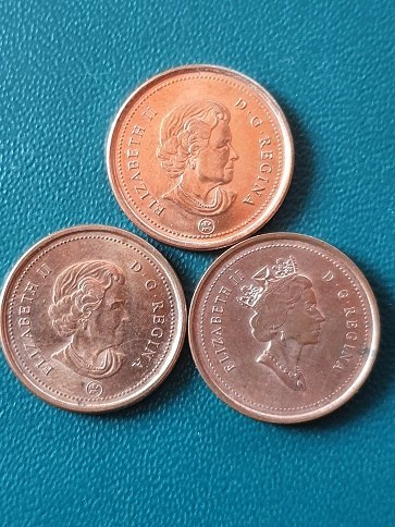 Kanada 1 Cent Lot 3 szt rózne Lata