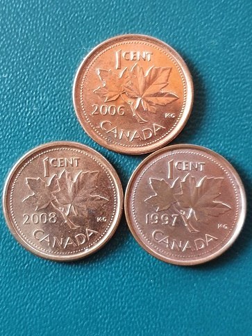 Kanada 1 Cent Lot 3 szt rózne Lata