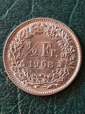 Szawajcaria 1/2 Franka 1968 r