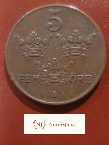 Szwecja 5 Ore 1948 r
