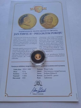 Wyspy Cooka 1dolar J.P.II Pielgrzym Pokoju 2010 r
