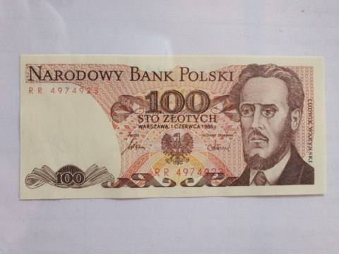 Banknot 100 zł Ludwik Waryński 1986 r seria RR