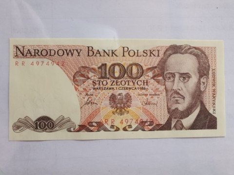 Banknot 100 zł Ludwik Waryński 1986 r seria RR