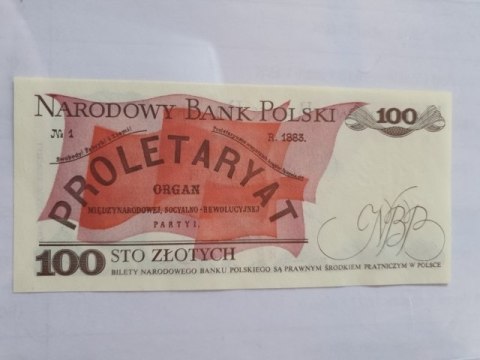 Banknot 100 zł Ludwik Waryński 1986 r seria RR