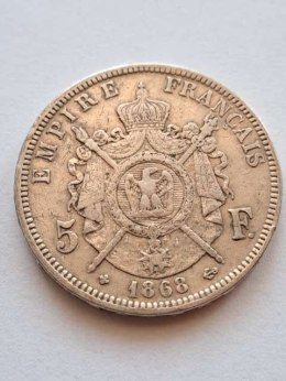 Francja 5 Franków Napoleon III 1868 r