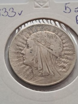 5 zł Głowa Kobiety 1933 r