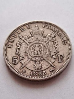 Francja 5 Franków Napoleon III 1868 r