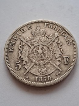 Francja 5 Franków Napoleon III 1870 r
