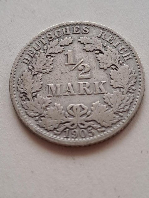 Niemcy 1/2 Marki Wilhelm II 1905 r A