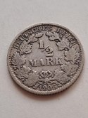 Niemcy 1/2 Marki Wilhelm II 1906 r F