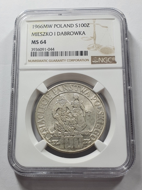 100 zł Mieszko i Dąbrówka 1966 r NGC MS 64 100 zł Mieszko i Dąbrówka 1966 r NGC MS 64