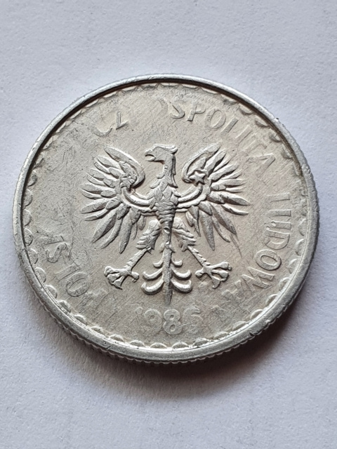 1 złoty 1986 r destrukt niedobity awers 1 złoty 1986 r destrukt niedobity awers