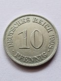 Niemcy 10 Pfennig Wilhelm II 1908 r A Niemcy 10 Pfennig Wilhelm II 1908 r A
