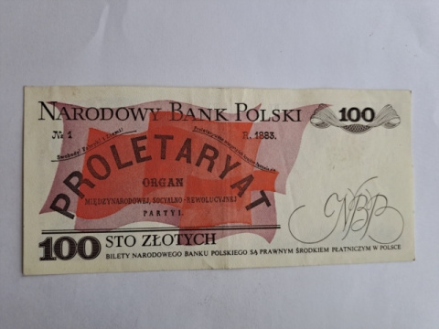 Banknot 100 zł Ludwik Waryński 1988 r seria SU Banknot 100 zł Ludwik Waryński 1988 r seria SU