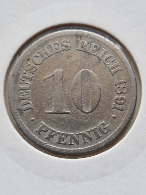 Niemcy 10 Pfenning Wilhelm II 1891 r F Niemcy 10 Pfenning Wilhelm II 1891 r F
