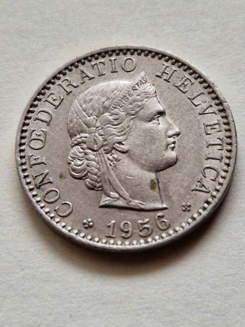 Szwajcaria 20 Rappenów 1956 r Szwajcaria 20 Rappenów 1956 r
