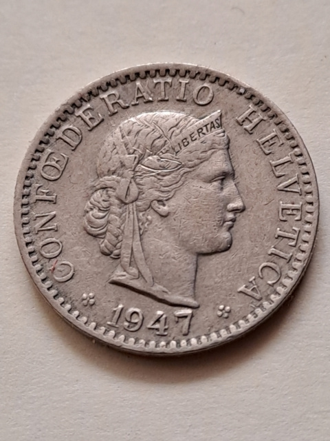Szwajcaria 20 Rappenów 1947 r Szwajcaria 20 Rappenów 1947 r