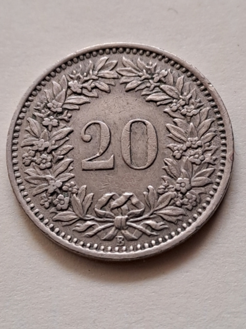 Szwajcaria 20 Rappenów 1947 r Szwajcaria 20 Rappenów 1947 r